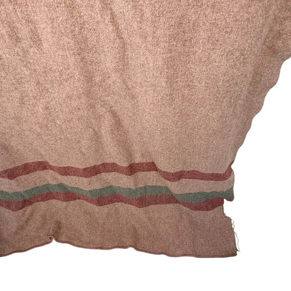 VTG Kenwood Wool Blanket Camp Rose Fair Striped Rustic Cabin Heavyweight 55x74